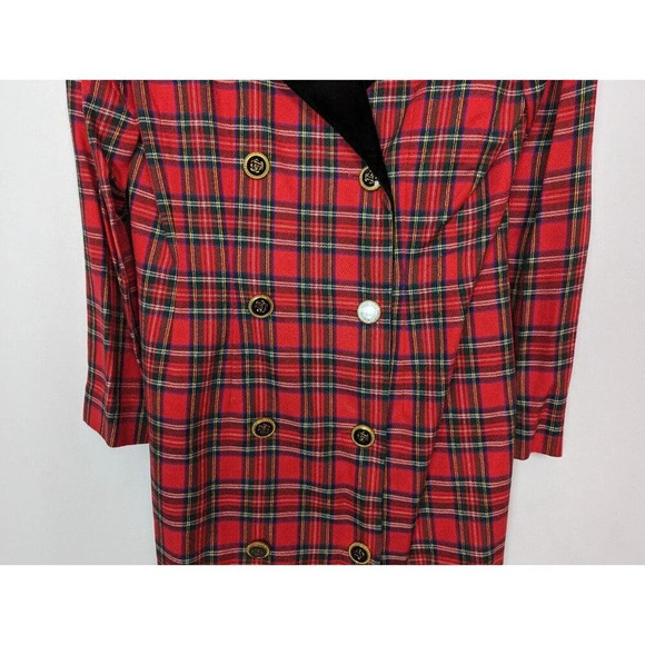 80s Talbots 8 ALBERT NIPON EXECUTIVE DRESS Double Breast Button Plaid Old Money - Picture 6 of 13